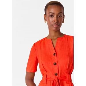 Whistles Red Fiona Linen Button Jumpsuit